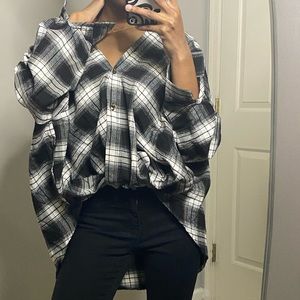 Tied Flannel Blouse